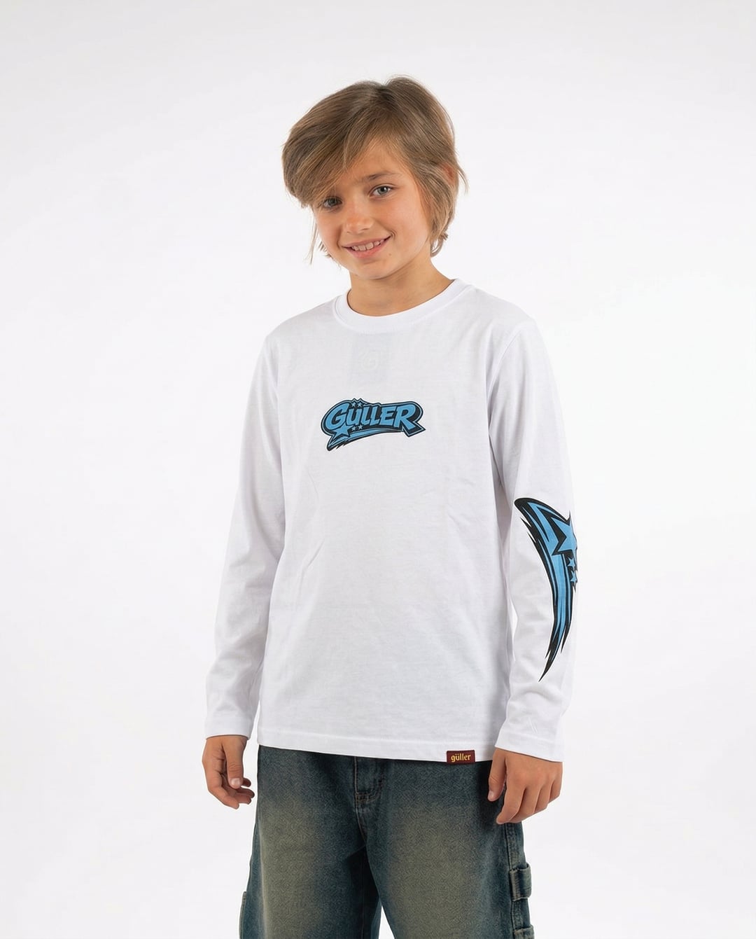 T-Shirt  Manica Lunga "Guller "LOGO STELLATO" col. Bianco 
 RAGAZZO/KID