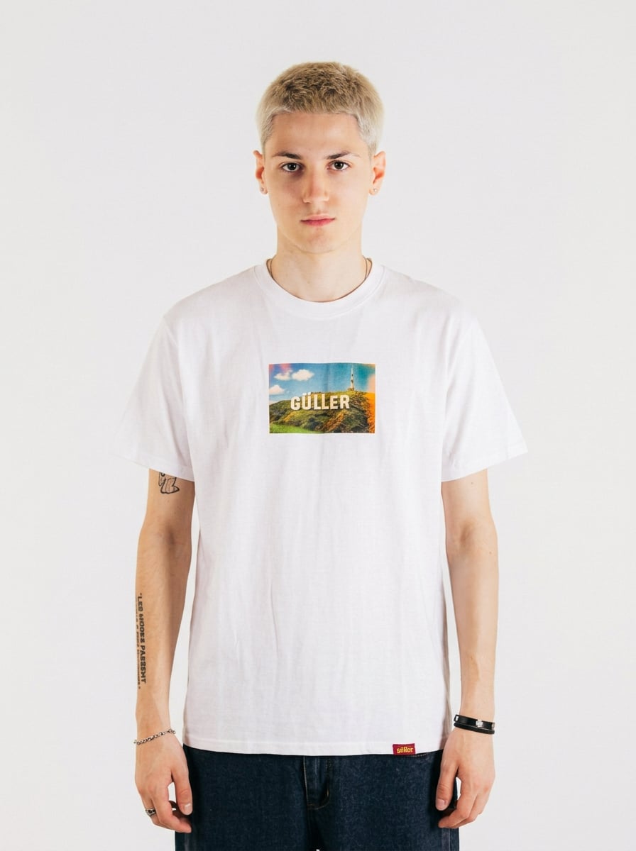T-Shirt "Guller "HOLLYWOOD" bianca regular fit.