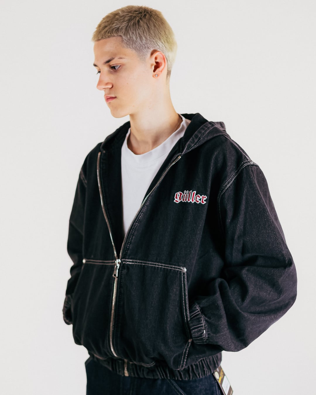 Felpa Jeans "Guller "Zip S.W. Nero UOMO