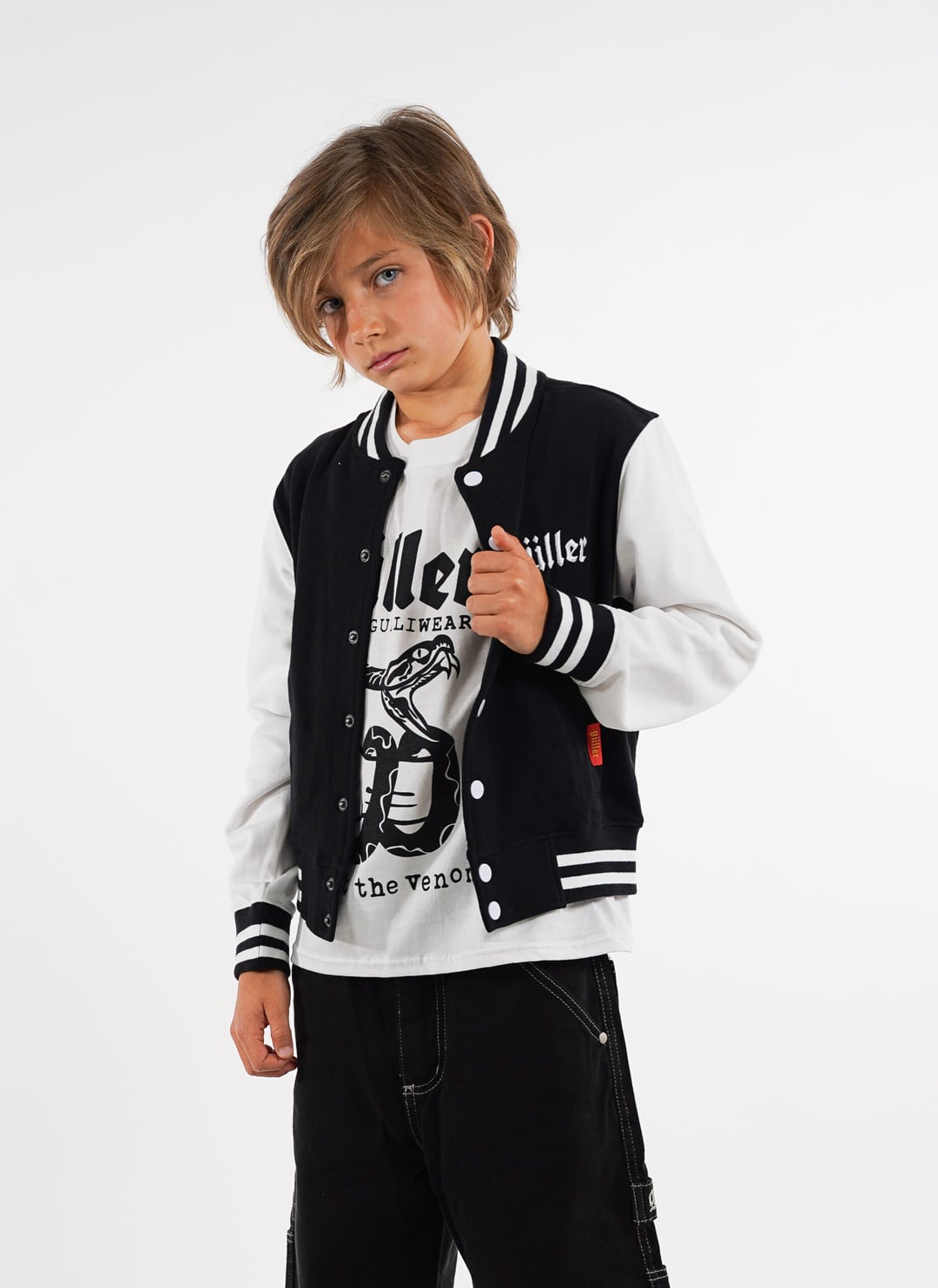 Felpa College "GullerVarsity/College Felpa" Nero/bianco, regular fit RAGAZZO/KID